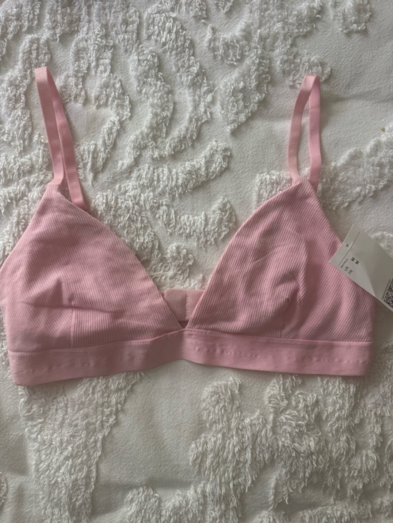 H&M Other - H & M Triangle Bra Top Ribbed Cotton Lined Pink Size M NWT